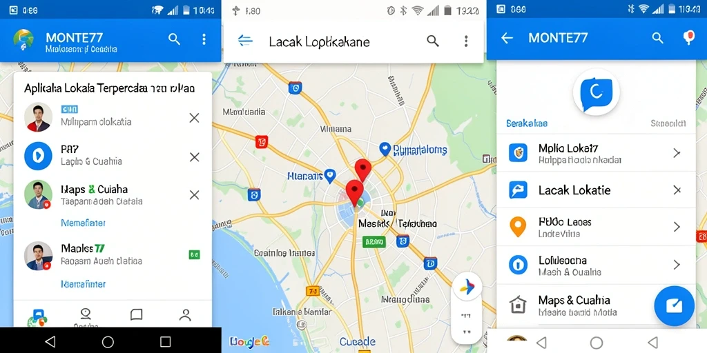 Antarmuka utama MONTE77 menampilkan fungsi pelacakan lokasi dengan jelas.