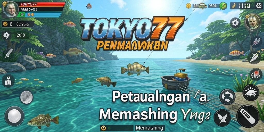 Antarmuka game TOKYO77 yang menampilkan aksi memancing menyenangkan.