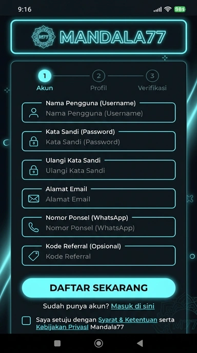 Panduan Registrasi Akun Baru Mandala77 untuk Pengguna Android